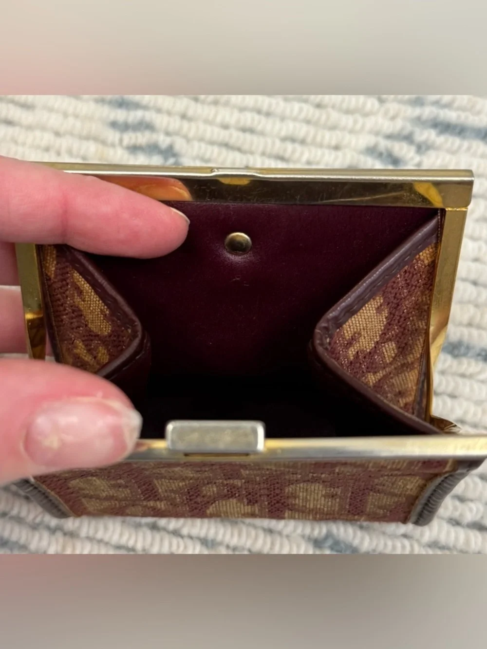 DIOR Vintage 70’s Classic Burgundy Trotter Monogram Canvas Leather Coin Purse